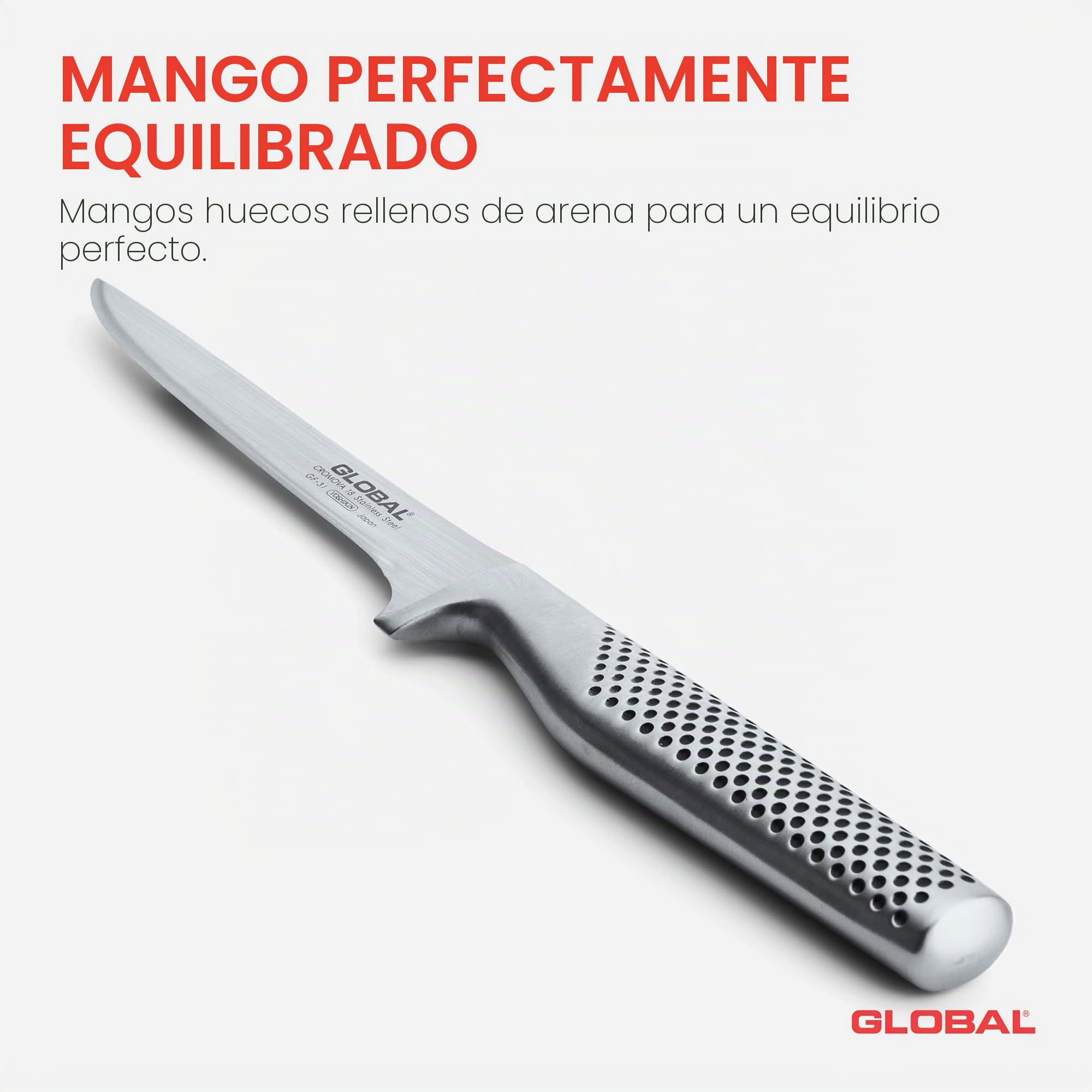 Global Knives GF-31 - Cuchillo para deshuesar con hoja de 16 cm, acero inoxidable CROMOVA 18