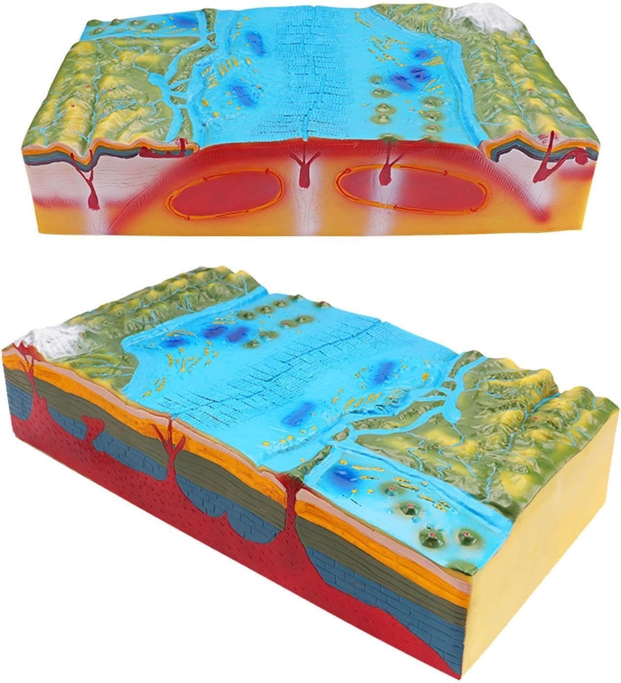 Geologiczny model tektoniczny 3D dla tektoniki płyt i cech geomorfologicznych, wyświetla teren utworzony przez uskoki i geologiczne formy terenu