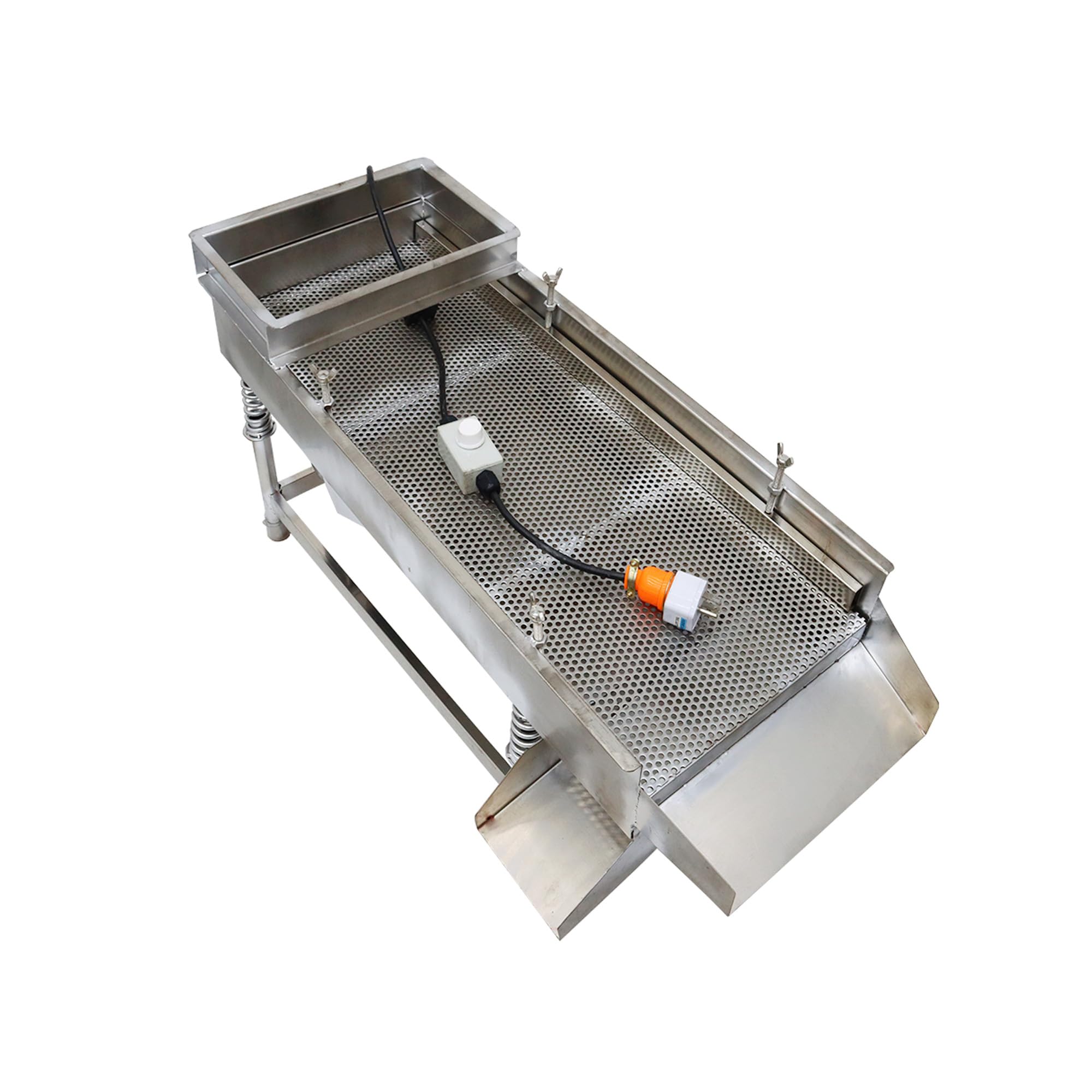 JG30-75 Linear Vibrating Screen Electric Sifter Sieve Powder with one 5mm Screen 80W Single Motor Stainless Steel
