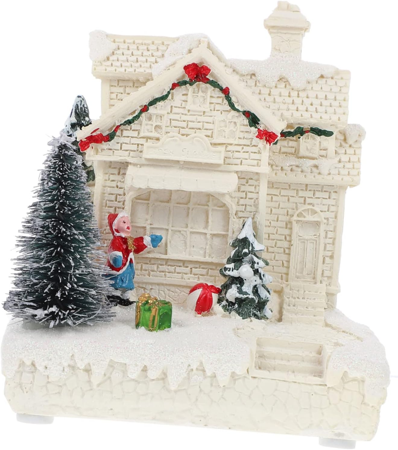 OUNONA 1pc Mini Christmas House Shaped Decor Ornament for Festive Desktop Decoration Charming Xmas House Landscape for Living Room and Bedroom