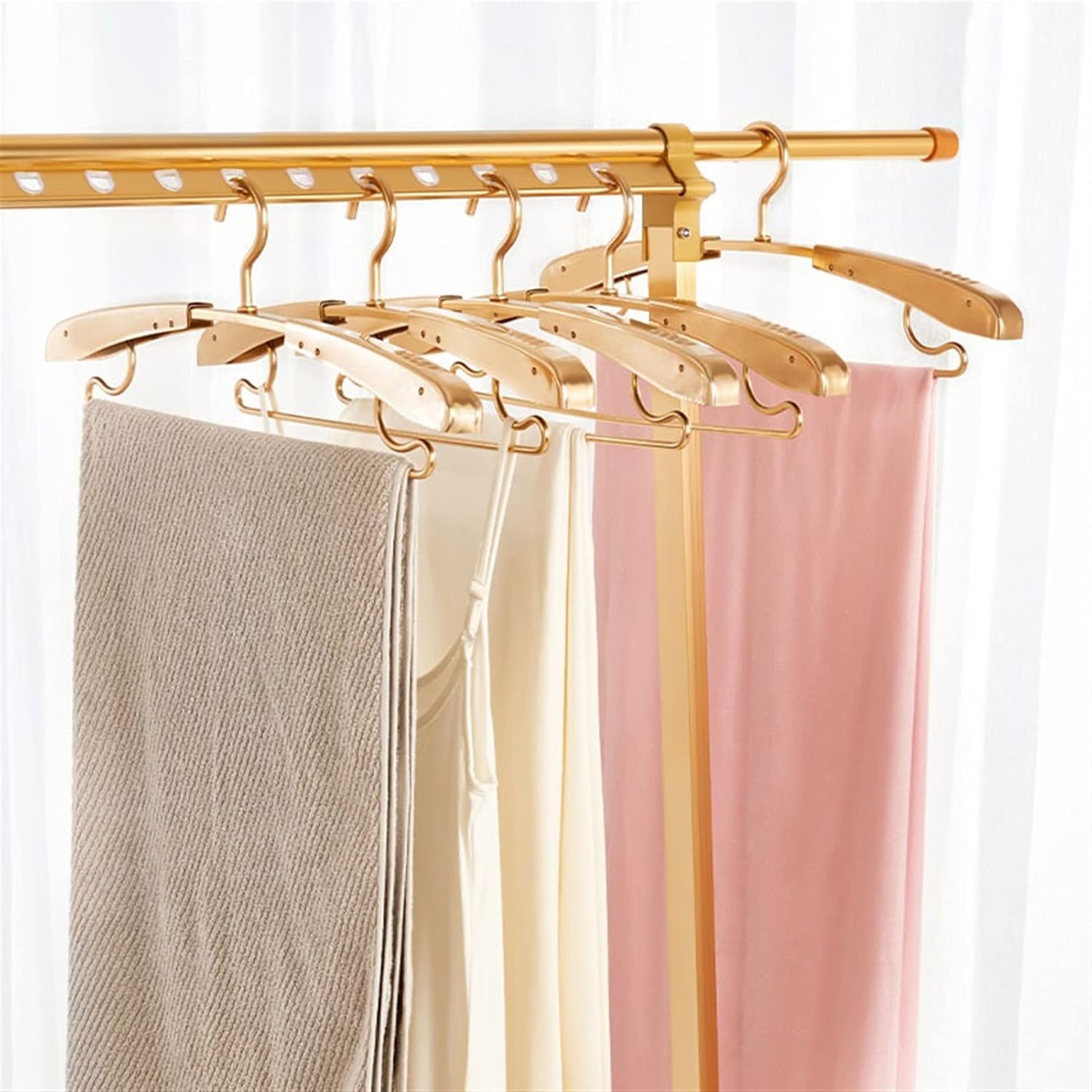 Clothes Hangers 5pcs Retractable Hanger Aluminum Alloy Widening and Thickening Hanger Metal Hanger Wooden Coat Hangers/Metal Hanger/Plastic Hanger Racks
