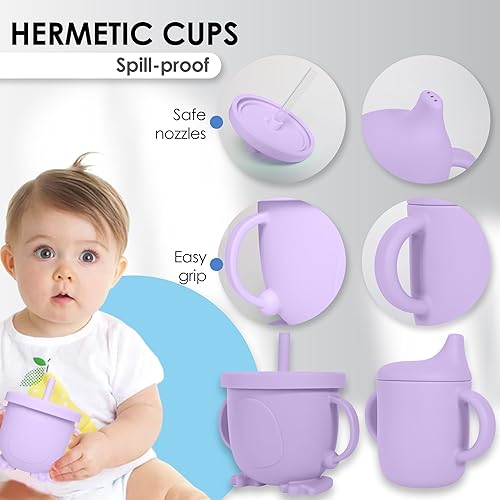 Miniatura 5 de Bluet B - Set de alimentación de bebé de silicona con chupete - Suministros de destete LED para bebés - Cucharas para bebés, cuenco de succión -