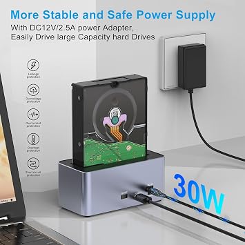 GODO SAS/SATA Hard Drive Docking Station Adapter, 2.5/3.5 inch USB 3.0 External SAS Enclosure, HDD SSD Converter with 12V/2.5A Power Adapter 20TB 10Gbps Tool Free...