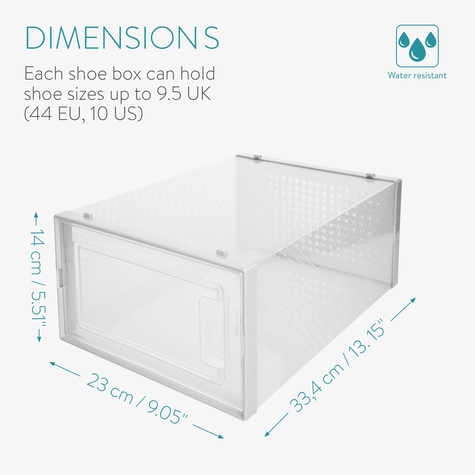 Navaris Stackable Shoe Storage Boxes Set of 6 Clear Plastic Foldable