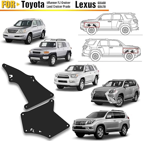 Miniatura 3 de Juego de 4 protectores contra salpicaduras para guardabarros interiores de repuesto para Toyota Land Cruiser Prado 2003-2019 Toyota 4Runner
