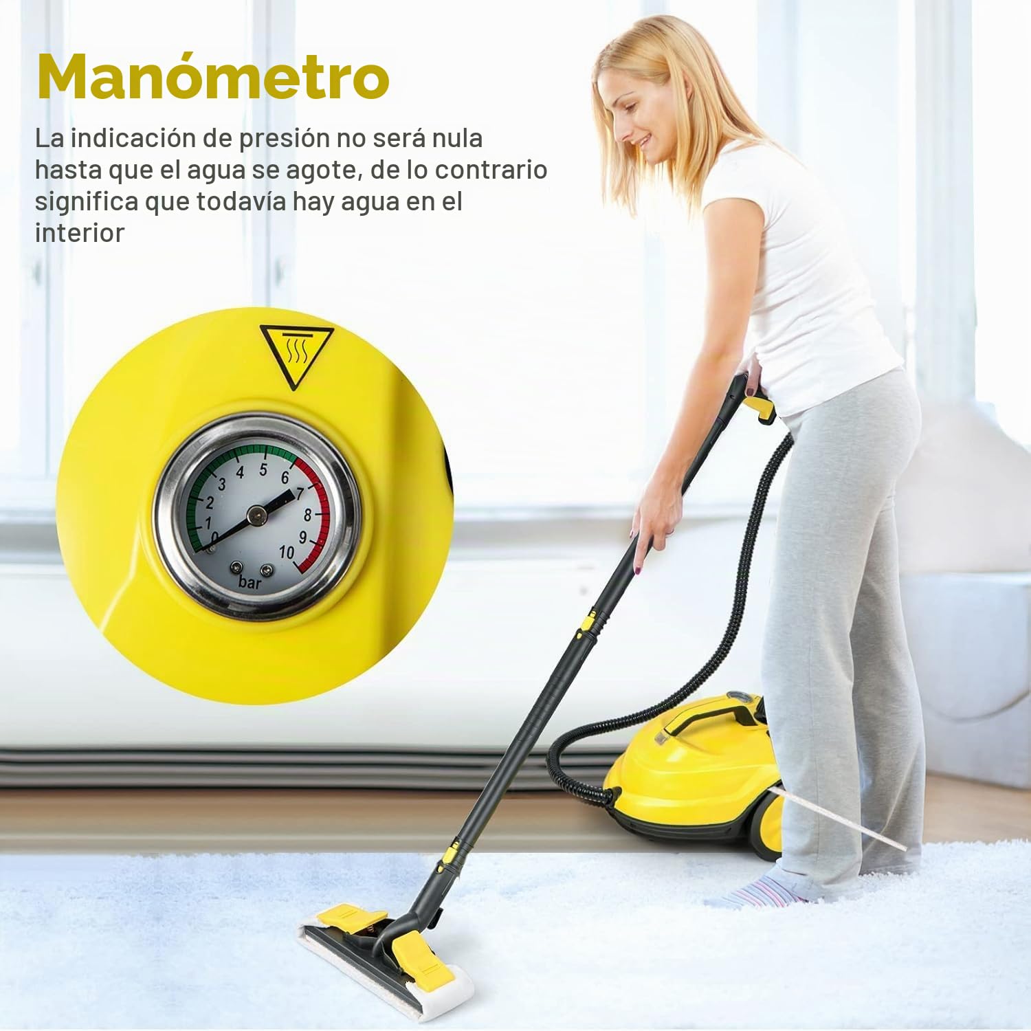 RELAX4LIFE Limpiador de vapor de alta presión 2000 W | 1,8 L Tanque de agua | 5 Bar |13 Accesorios versátiles, Limpiador de vapor para sofá, alfombra, cristal, cristal(amarillo | más+)