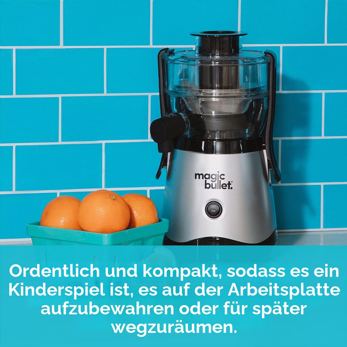 nutribullet magic bullet Zentrifugalentsafter aus Silikon & Edelstahl, 400 W, 10-teiliges Set, 470 ml, schwarz, kompaktes Design & spülmaschinenfest, Saft unterwegs in zwei einfachen Schritten