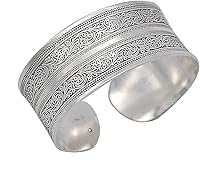 Caiyao Vintage Tibetan Silver Cuff Bracelet - Ethnic Spiral Flower Elephant Turtle Wide Open Bangle for Women