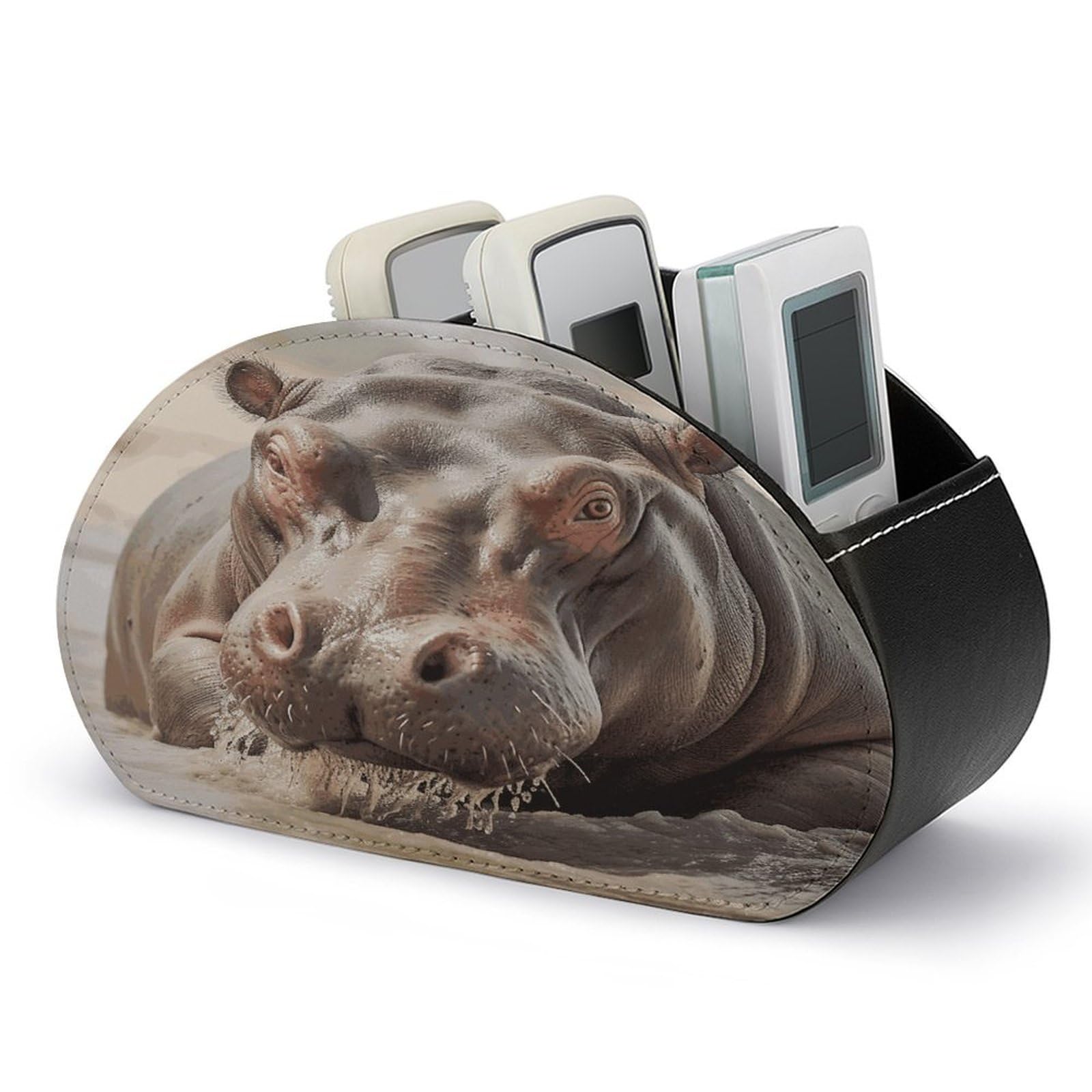 Btcowzrv Style Hippopotamus In Water Remote Control Holder With 5 Compartments