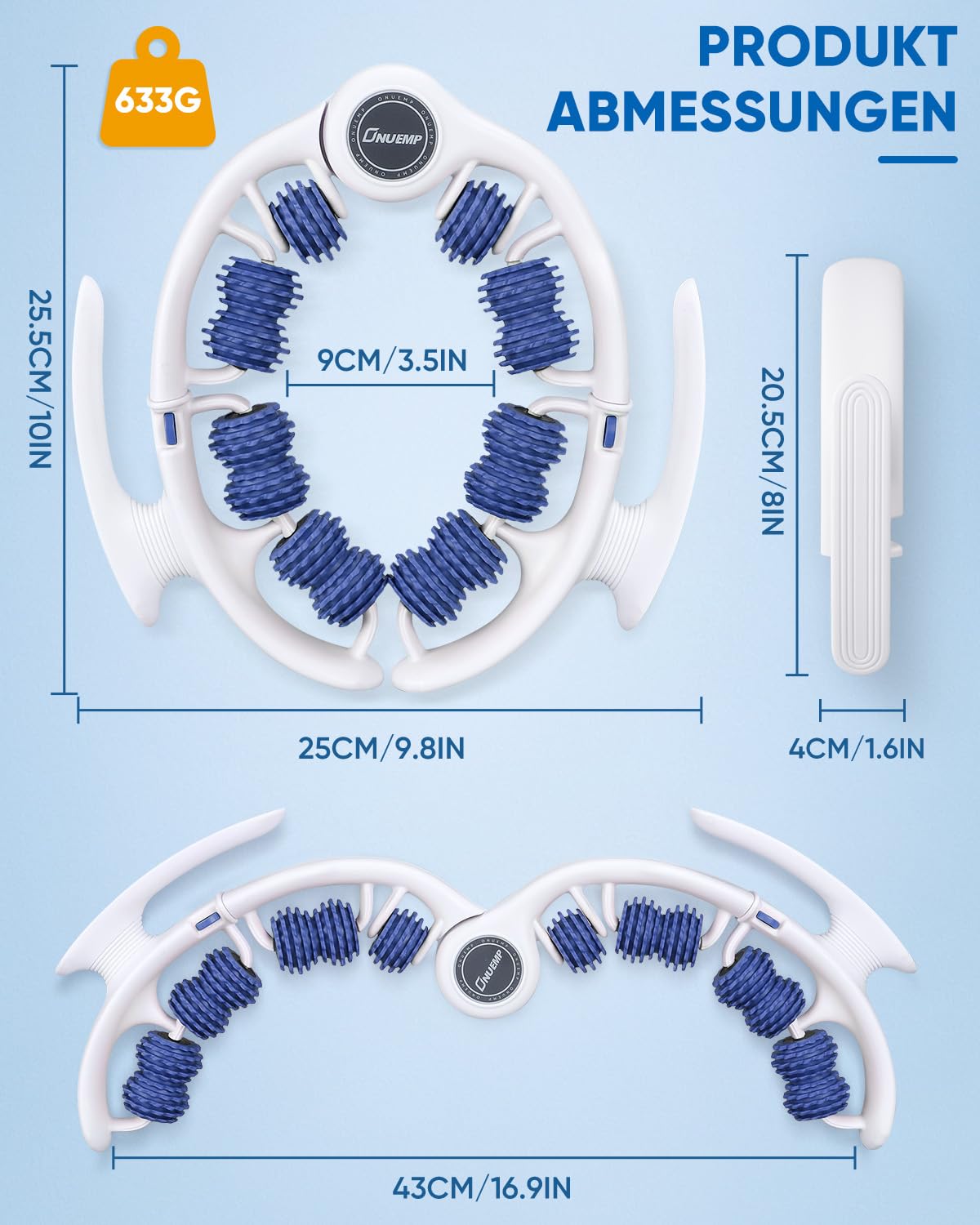 Neu Beine Roller Cellulite MassagegeräT, 14 Rolle Anti Cellulite Oberschenkel, 360° Massageroller Beine Mit Griff, Bein Massage Faszienrolle für Lipödem, Lymphdrainage, Circular Leg Clamp Massage