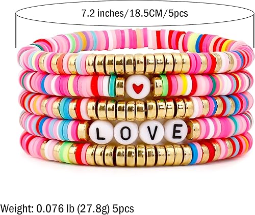 Miniatura 2 de Joya Love Colorido traje de amante de la amistad, pulseras apilables para niñas, apilables, en capas, heishi, surfista, arcilla de surfista,
