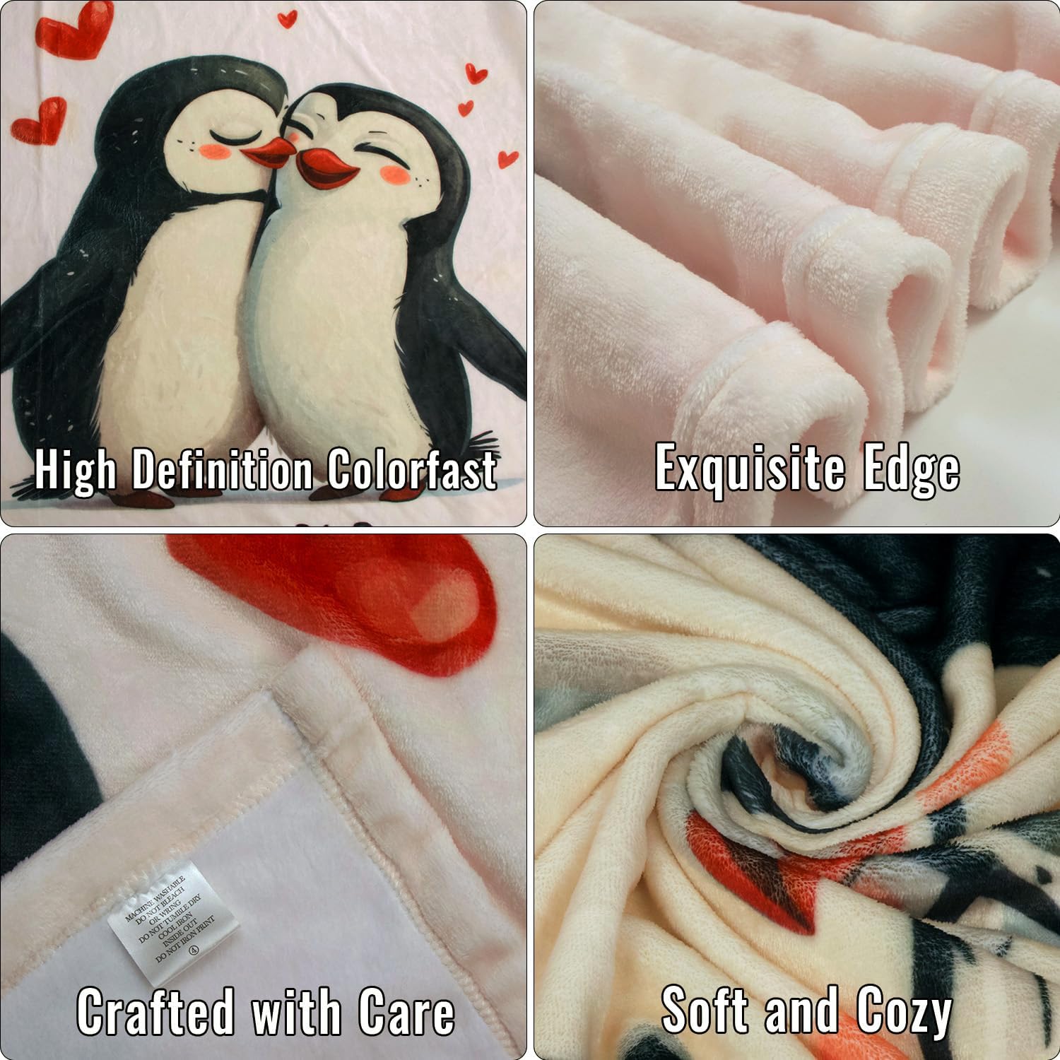 Penguin Couples Blanket for Women Men, Wedding Anniversary Blanket for Wife Husband, Valentines Christmas Birthday Gifts for Boyfriend Girlfriend, Romantic I Love You Gifts for Him Her, 50"x60" - Image 5