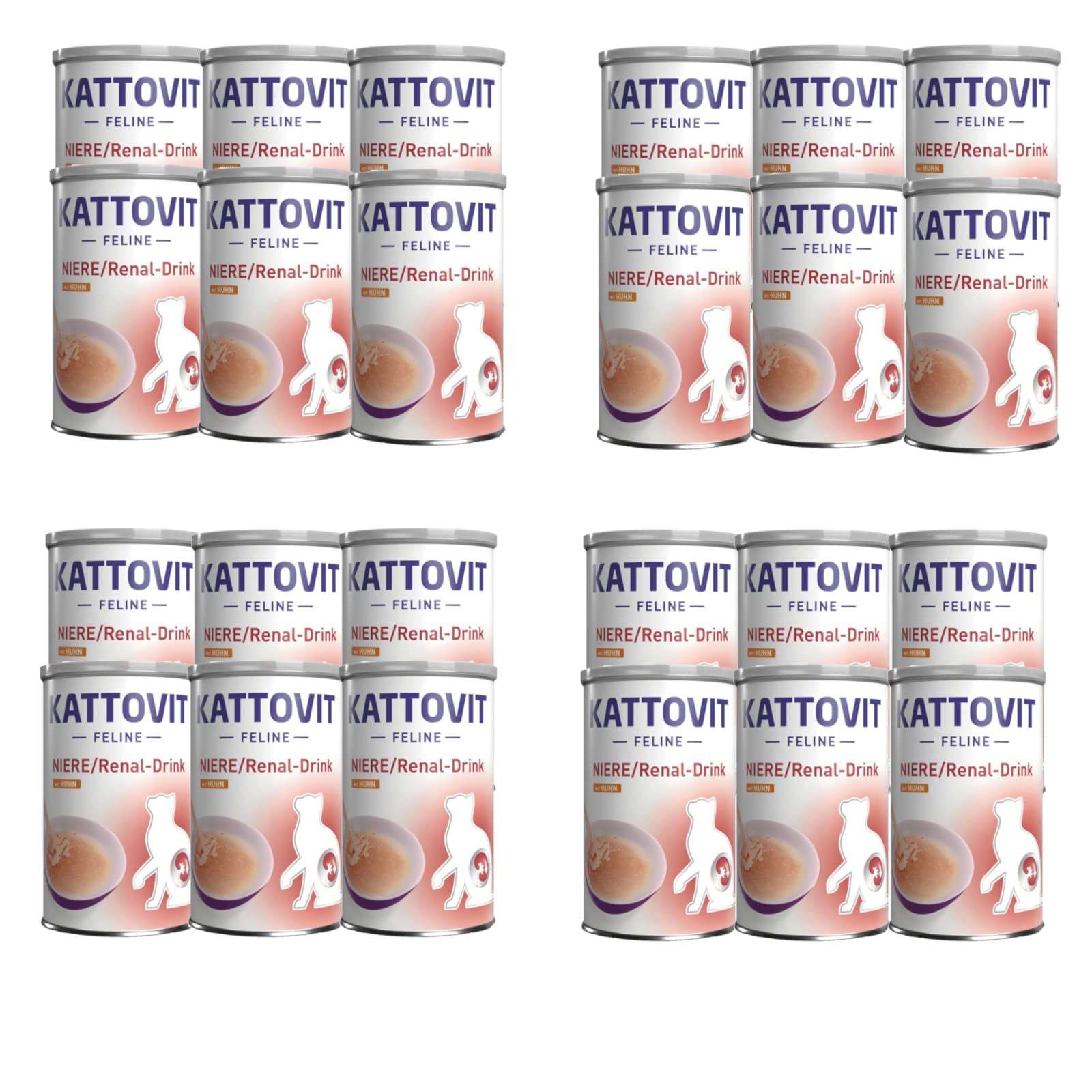 Kattovit Reni/Renal-Drink Pollo | Confezione da 24 | 24 x 135 ml | Alimento complementare per gatti adulti | Pezzetti di carne con pollo | Per supportare la funzione renale