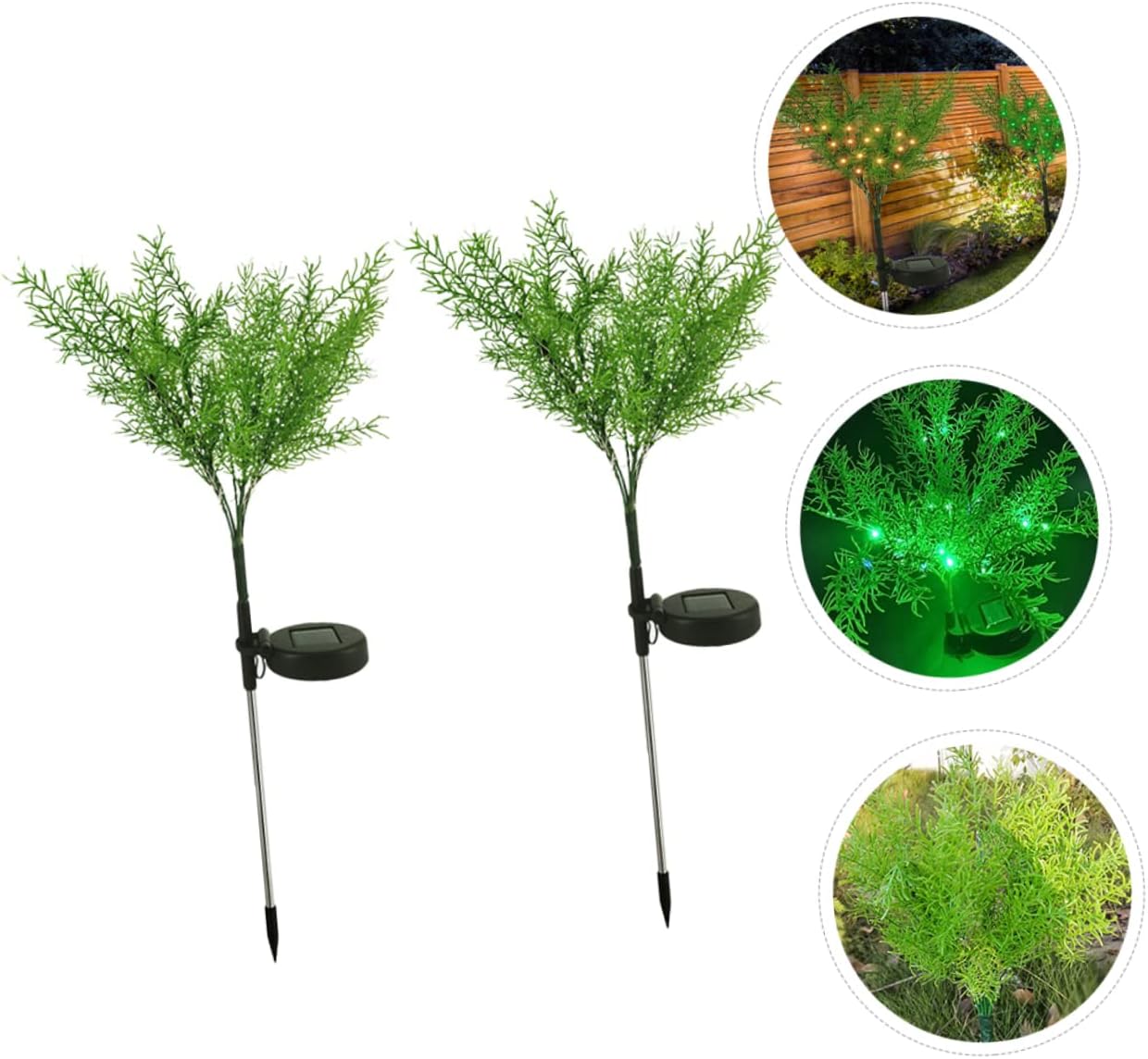 DOITOOL 4pcs Solar-Powered Decorative Garden Lights Creative Xmas Tree Design Outdoor Lawn Lamps for Balcony and Patio Decor