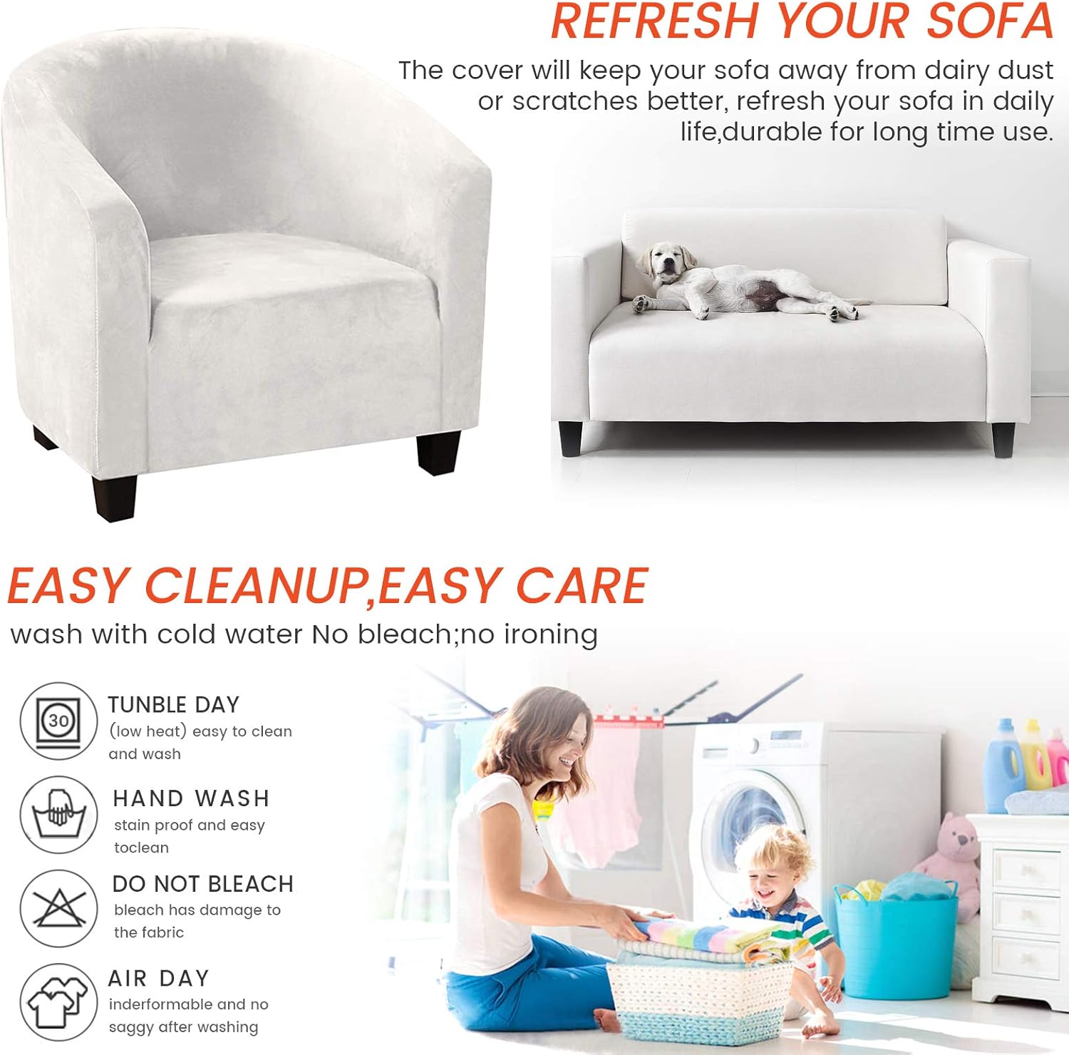 2PCS Club Chair Slipcover,Stretch Velvet Tub Chair Covers Removable Armchair Cover Slipcovers Sofa Cover Spandex Couch Covers Furniture Protector with Elastic Bottom for Living Room