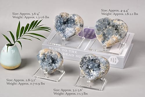 Miniatura 7 de AMOYSTONE Celestite Crystals Heart Blue Geoda Celestite Cluster Natural Celestite Stone Cristal curativo grande para decoración del hogar, regalos