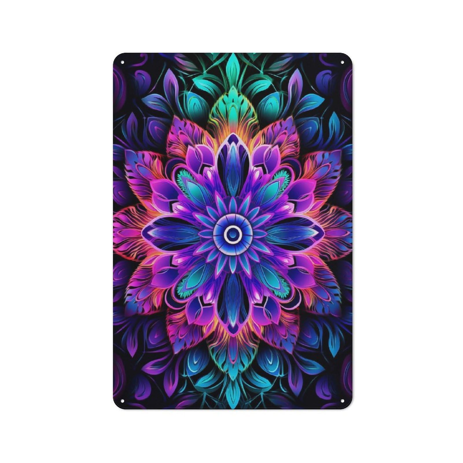 Junmoney Style-15 Metal Sign 30X20cm With Mandala No.3 For Workshop Wall, Vintage Decor, For Vintage Wall Decor Fans, For Metal Sign Collectors