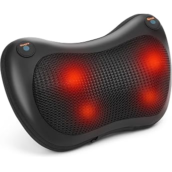 Massage Pillow Massage Cushion with Heat Function and 3D Rotating Massage Heads Massage Cushion for Neck Shoulder Back Including Extension Strap and Car Cable Christmas Gifts