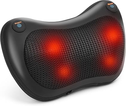 Back Neck Massager, Shiatsu Massage Pillow with Heat, Deep Tissue Kneading Massager for Neck, Back, Shoulder, Legs, Electric Back Massager for Home & Car, Gifts for Women Men Mum Dad Him Her