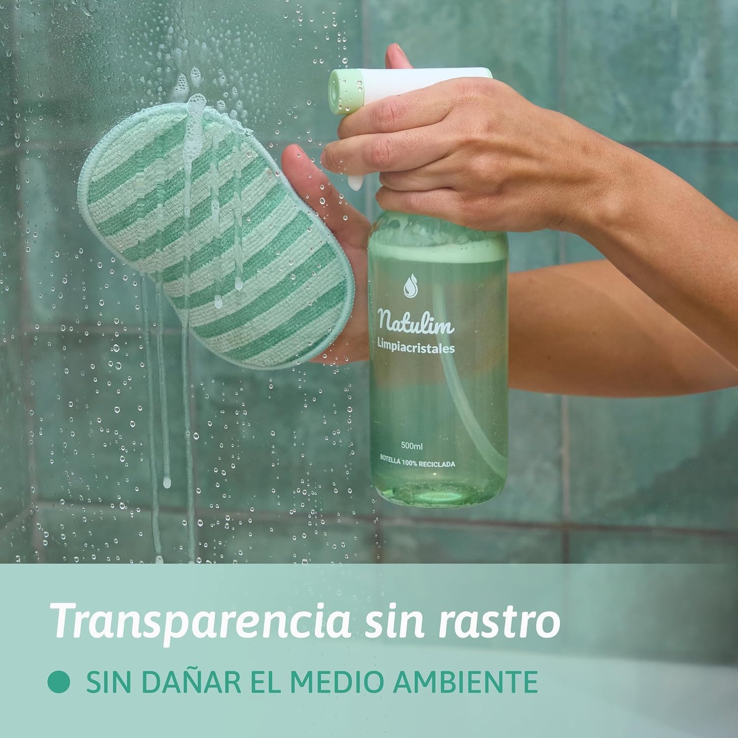 Natulim Pack 4 Esenciales de Limpieza del Hogar - Limpiacristales, Antical, Multisuperficies y Desengrasante - Set Pulverizador Recargable 500 ml + 8 Sobres - Fórmula Eficaz y Natural