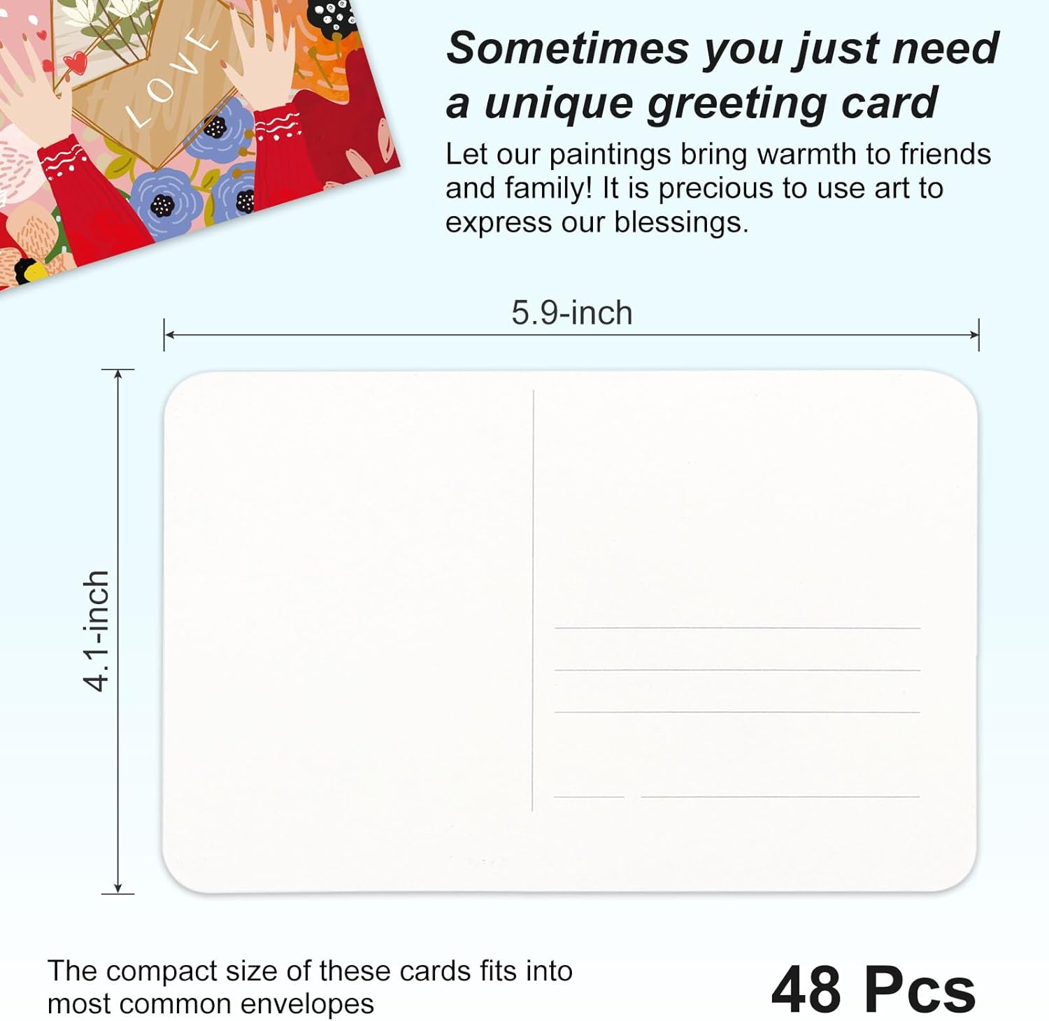 PATIKIL 48 Sheets Watercolor Postcards, 4x6 Blank Watercolor Paper Post Cards 140lb/300gsm Journal 100% Cotton Paper Bulk for Mailing Paint DIY Art Invitations Greeting, Medium and Smooth