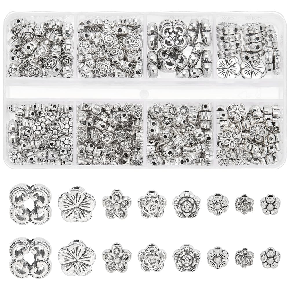Pandahall 50pcs Tibetan Style Alloy Beads - Antique Silver Flat Round Spacers 8x8x4mm For Jewelry Making - View #8