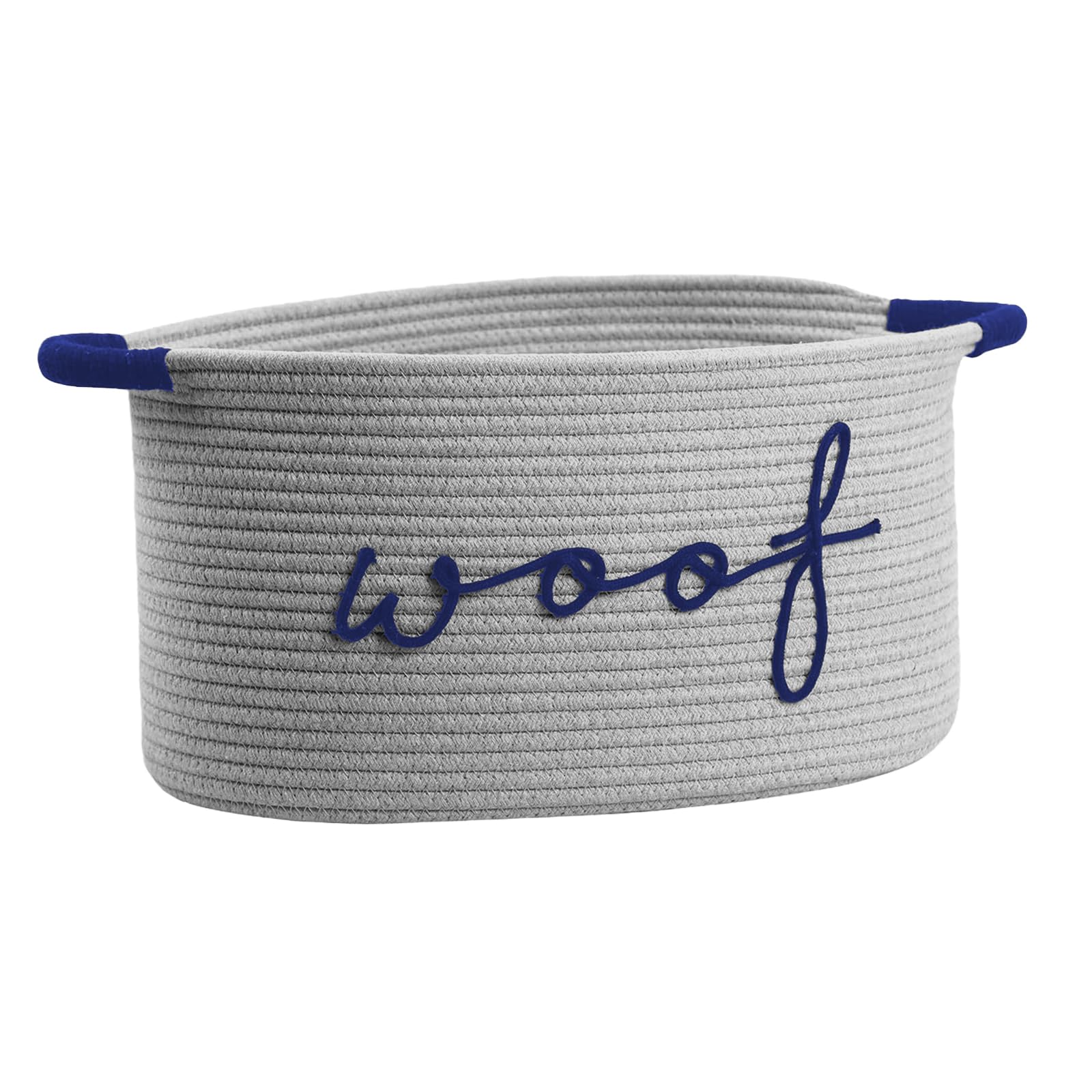 CharmBurst Woven Dog Toy Basket, Storage Box for Puppy Accessories, Robust Grips, Round Toy Basket for Dogs, Blankets and Pet Accessories (Gray)