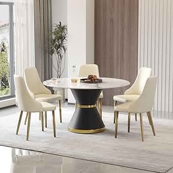 Amazon｜ラウンドダイニングテーブル、ホワイト焼結石卓上 ソリッド