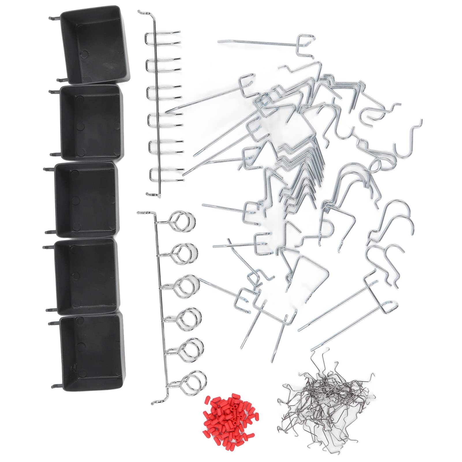 114 Pezzi Assortimento di Ganci per Pannelli Forati Accessori per Carichi Pesanti Kit Organizzatore di Stoccaggio con Chiusure per Contenitori