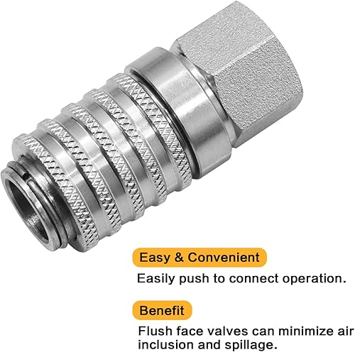 Miniatura 4 de PD242 Serie 14 "-18 NPTF Tamaño de rosca Puerto de prueba de acero y equipo de diagnóstico Acoplador rápido con rosca de tubo hembra, tamaño del