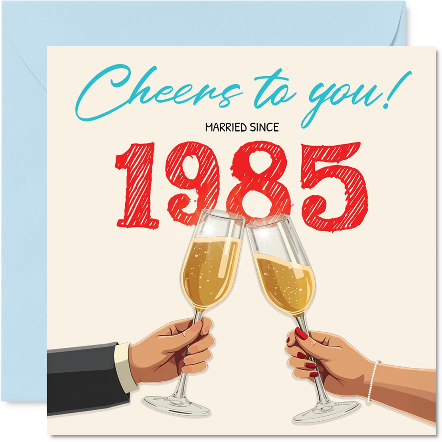 41st Anniversary Card for Women Men - Cheers! Married Since 1985 - Happy 41 Year Anniversary Card for Wife Partner Husband Girlfriend, 145mm Wedding Anniversaries Greeting Cards