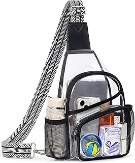 QOECI Clear Bag for Stadium Events, Clear Crossbody Bag For Women Men, Transparent Purses, See Through Large Sling Backpack