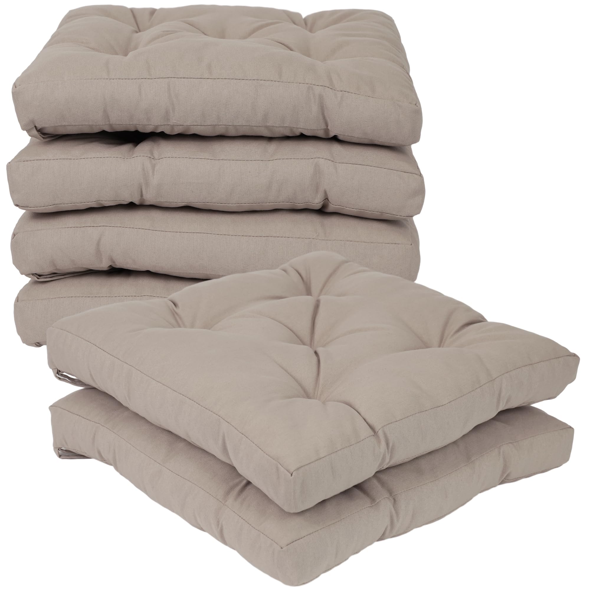 Viste tu hogar Pack 6 Cojines para Silla, 40x40x5 CM, Efecto Tridimensional, Relleno de 100% Poliéster, Ideal para Comedor, Terraza, Salón y Restaurante, Color Beige, Fabricado en España