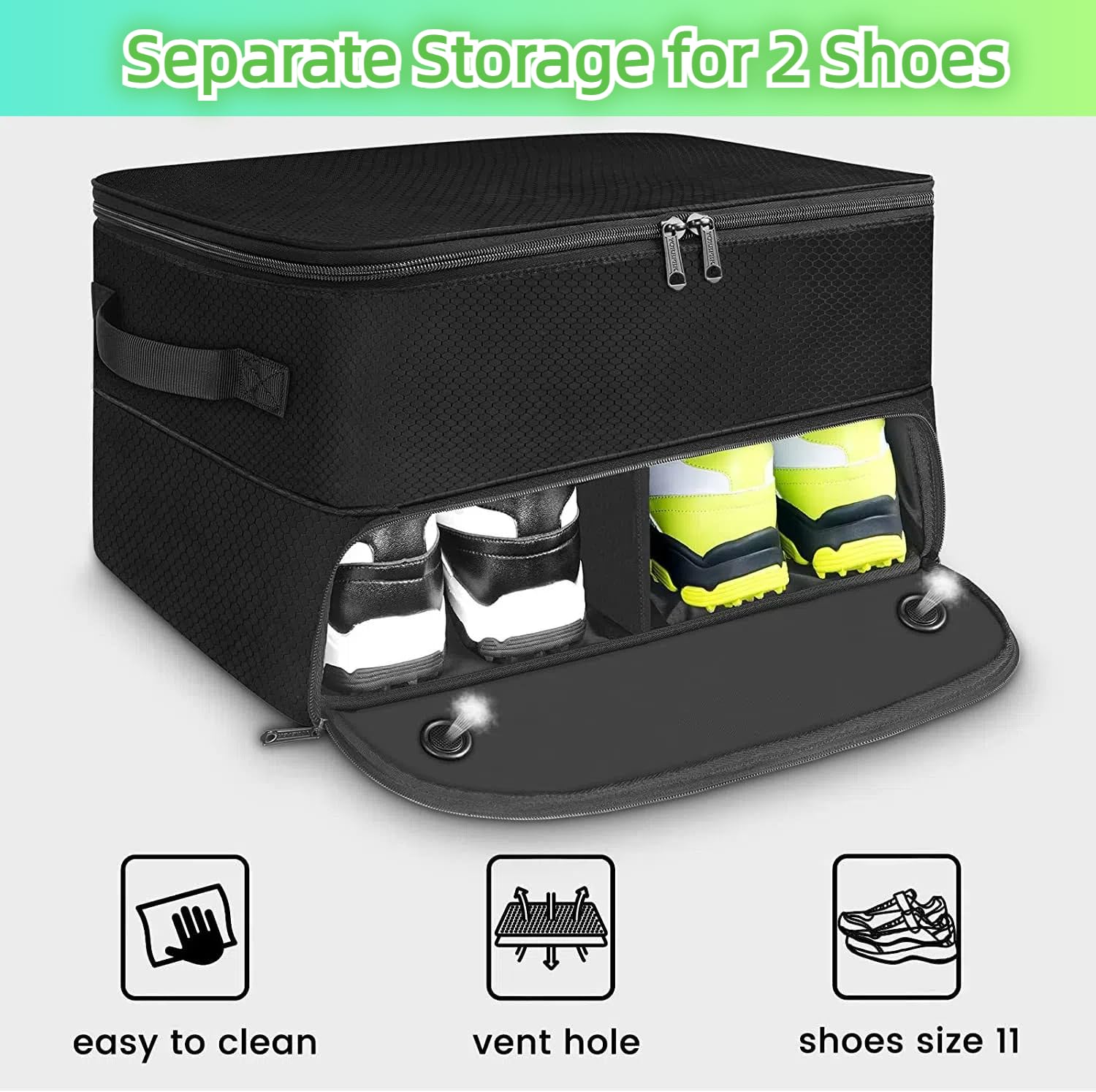 Organiseur de coffre de golf – Sac de rangement pour casier de voiture à 2 couches – Casier d'équipement de golf pour homme et organisateur de chaussures pour balles, t-shirts, vêtements