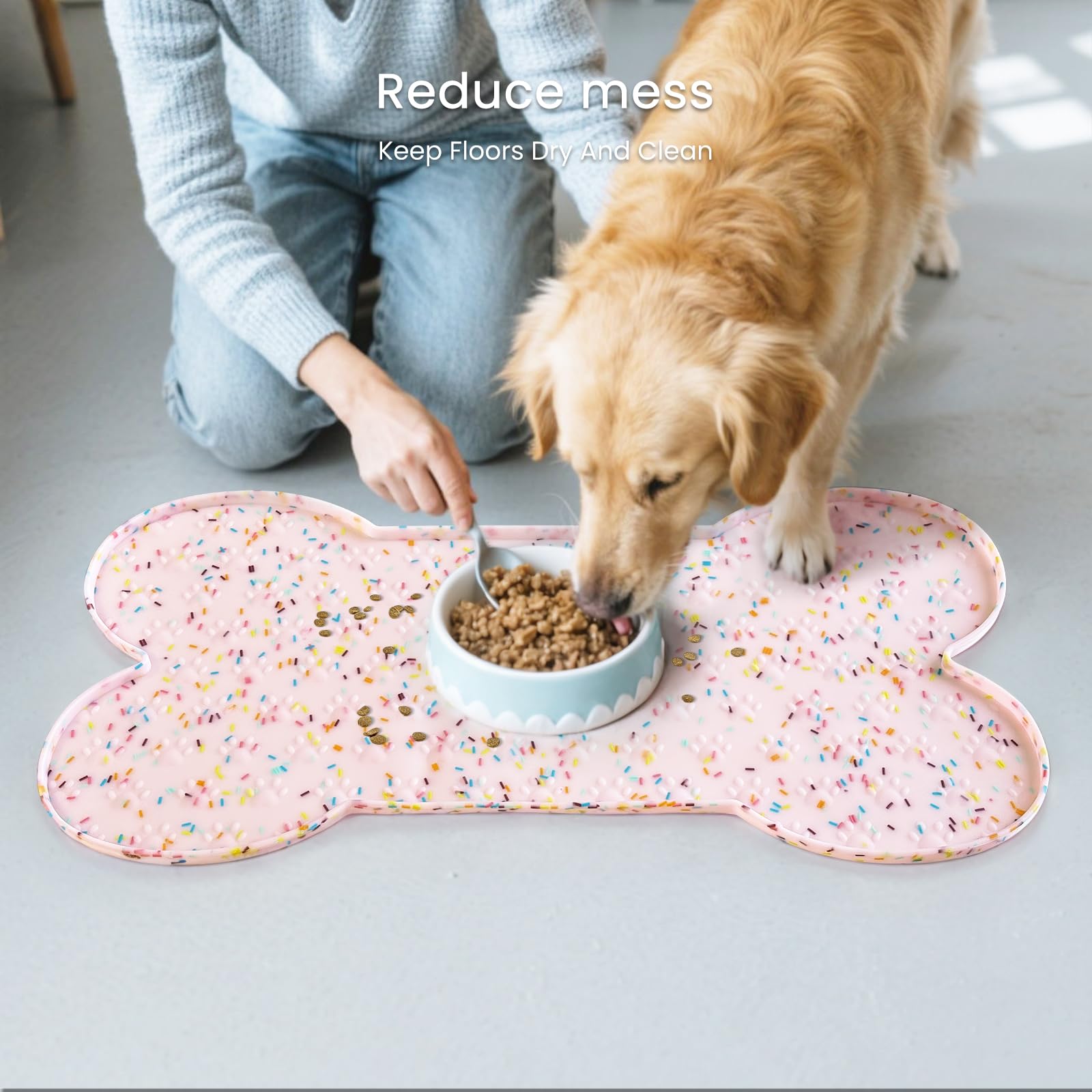 PWTAA Hundefuttermatte, rutschfest, Silikon, dickeres Haustier-Platzset, wasserdicht, mit erhöhtem Rand, für Welpen, Kätzchen, Futtermatten, geeignet für kleine, mittelgroße Hunde und Katzen