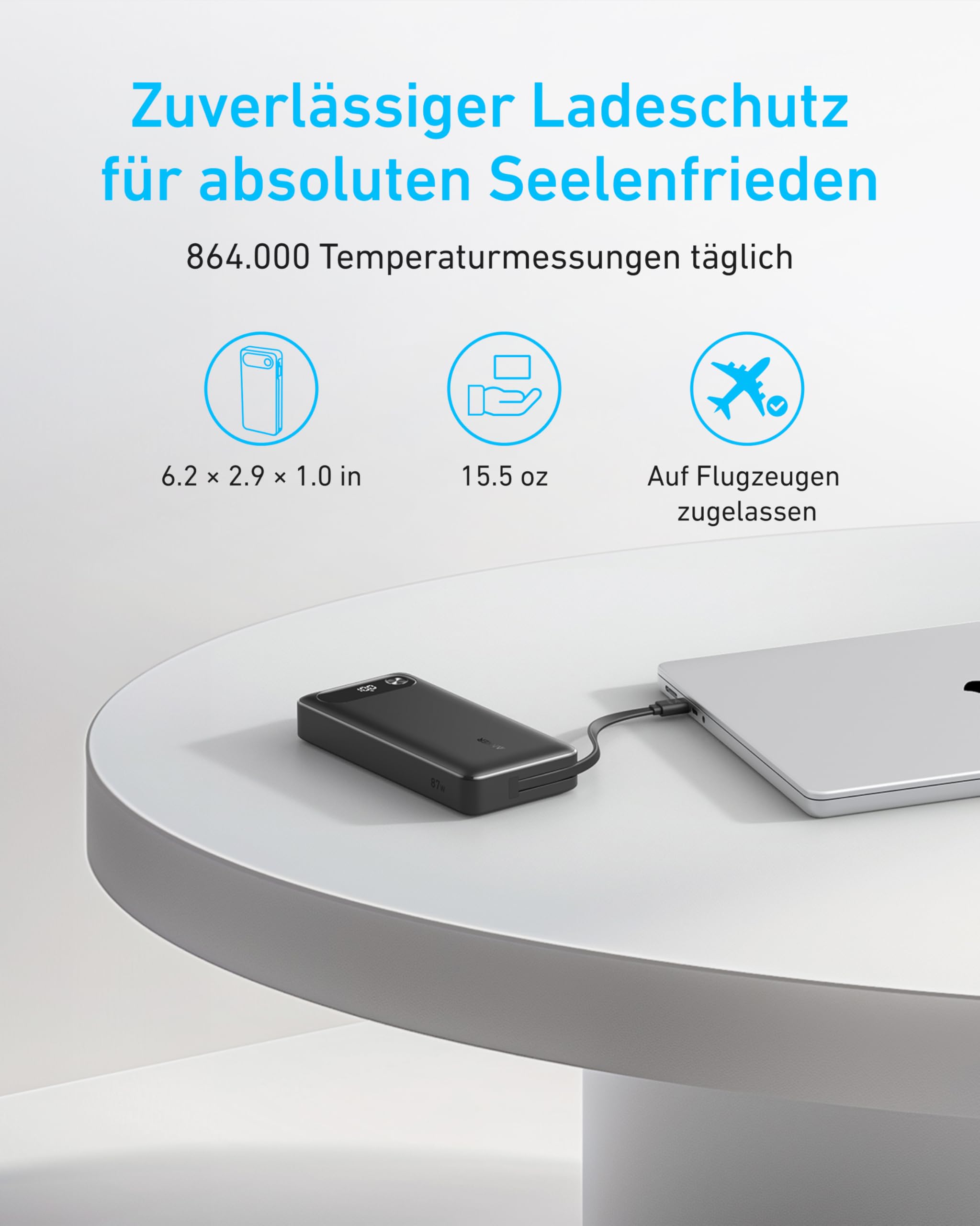 Anker Powerbank, 20.000mAh tragbares Ladegerät mit integriertem