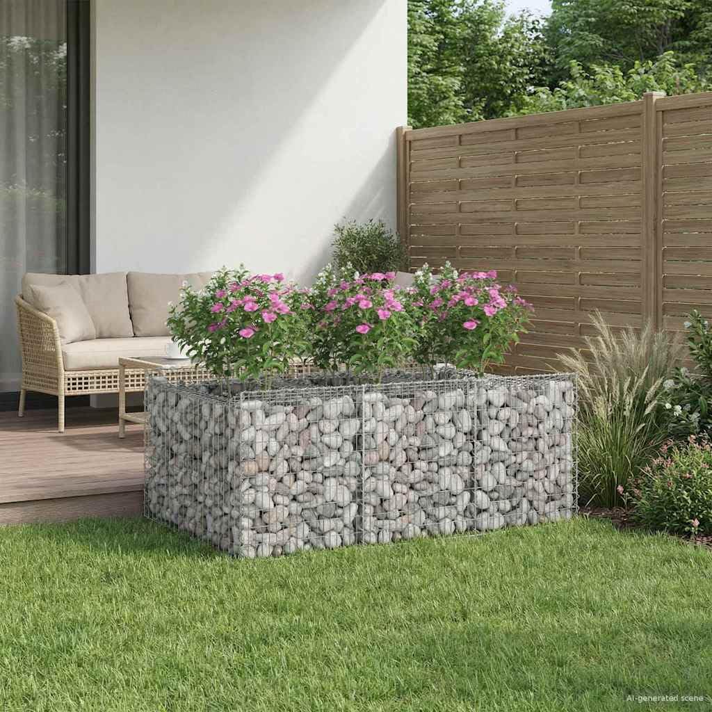 Gabionen Zaun mit Hochbeet Steingabionen Steinkorb Gabionenwand Gabionenkörbe Gabionengitter Drahtkorb Steingabionen 150 x 100 x 60 cm