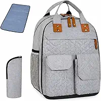 Kit Mochila Maternidade 3 em 1 Impermeável com Trocador e Porta Mamadeira Térmico