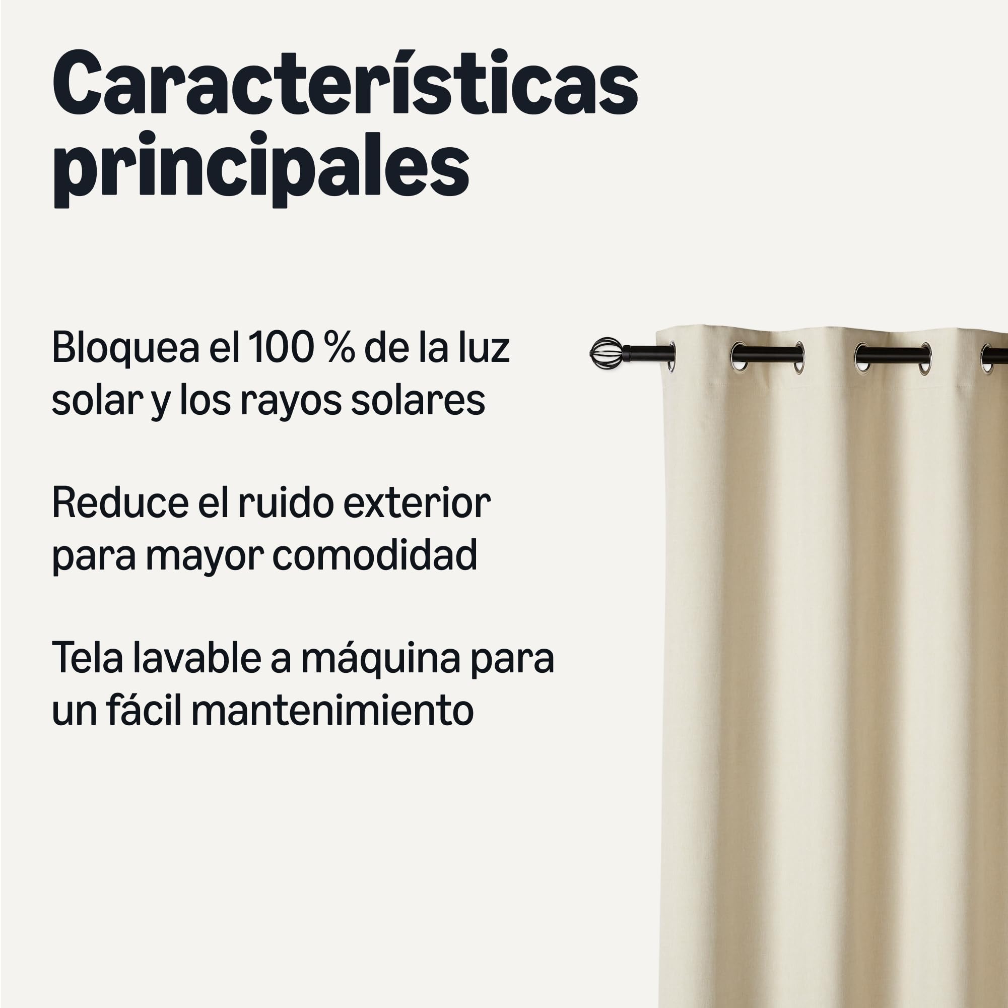 Amazon Basics Cortinas 100% Opacas con Ojales, Pack de 2 Unidades, 132 x 213 cm, Beige
