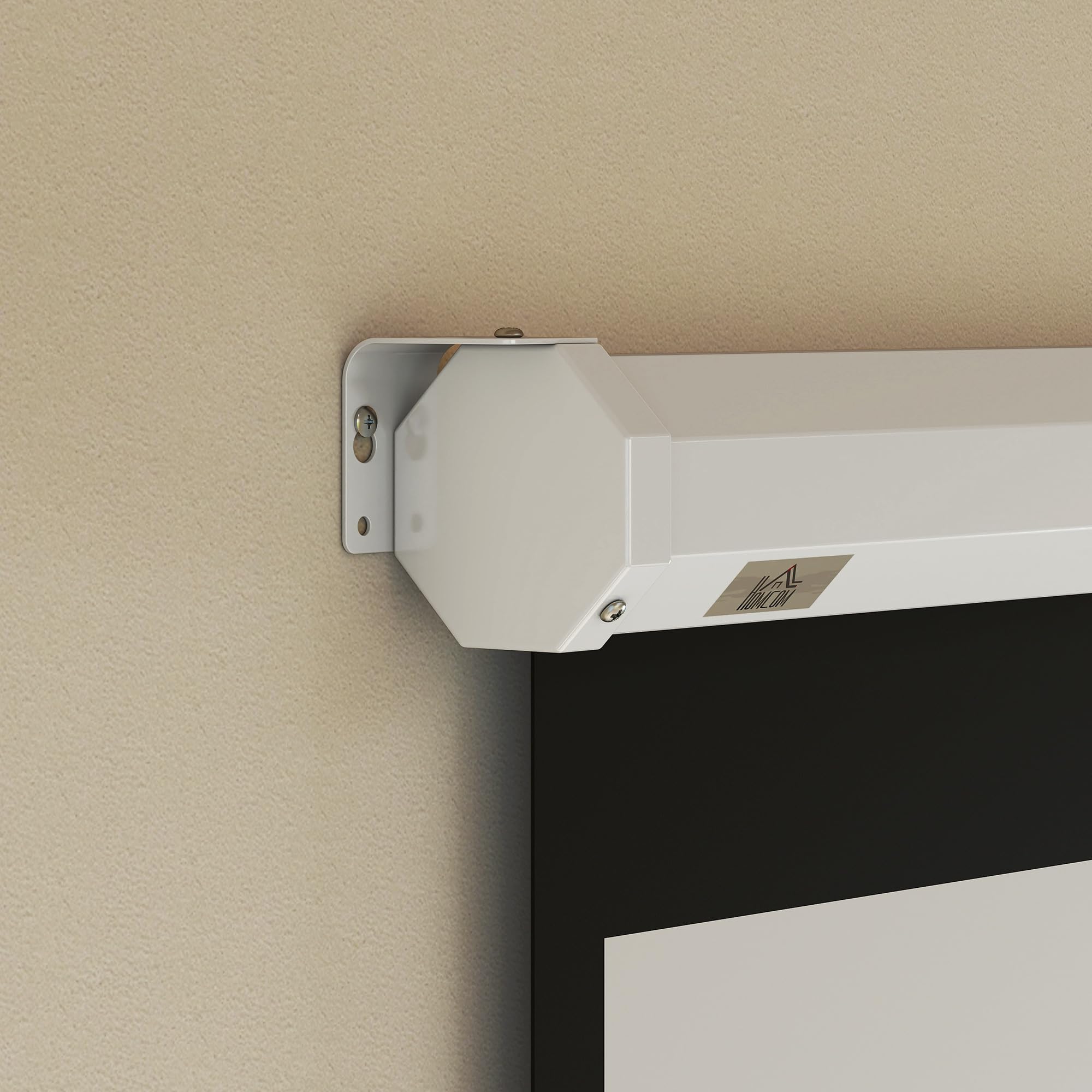 HOMCOM Schermo Proiettore 85 Pollici 1:1, Telo per Proiettore con Fissaggio a Muro e Soffitto per Casa e Ufficio, Bianco