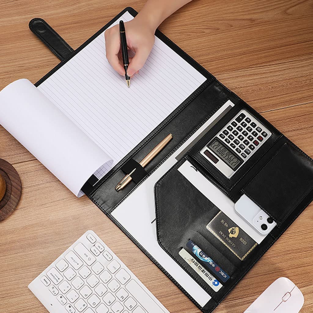 Porte Documents A4 Conférencier, Classeur à Anneaux, classeur d'affaires, Portefeuille d'entretien, étui de Couverture pour CV, Bloc-Notes pour Hommes et Femmes, Compatible avec Bloc-Notes