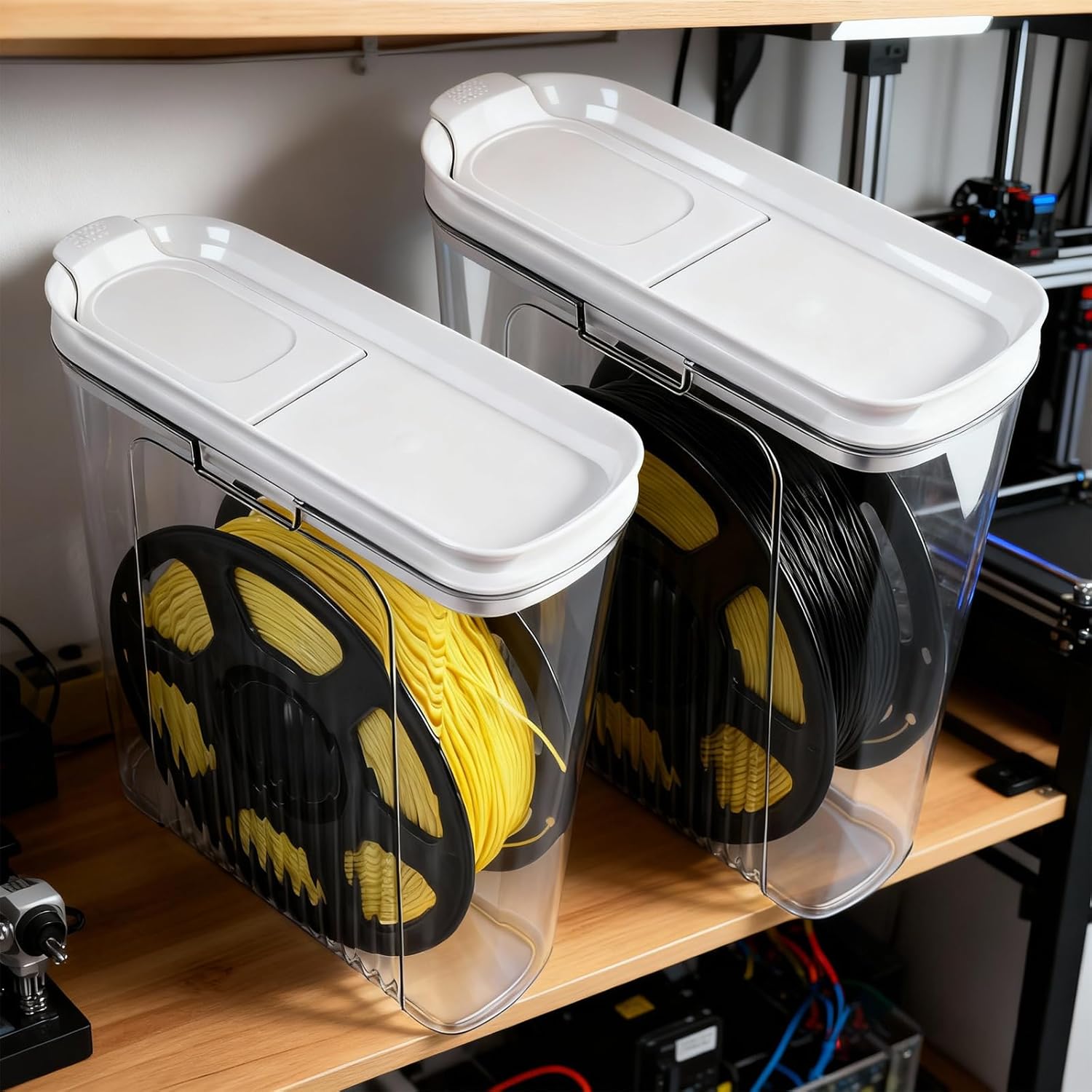 3D Printing Filament Storage Box - 4 Pack Filament Container with Desiccants for 3D Printing Sealing and Protection Moisture-Proof,Dustproof Design-for PLA,Nylon 1.75mm/2.85mm of Various Materials