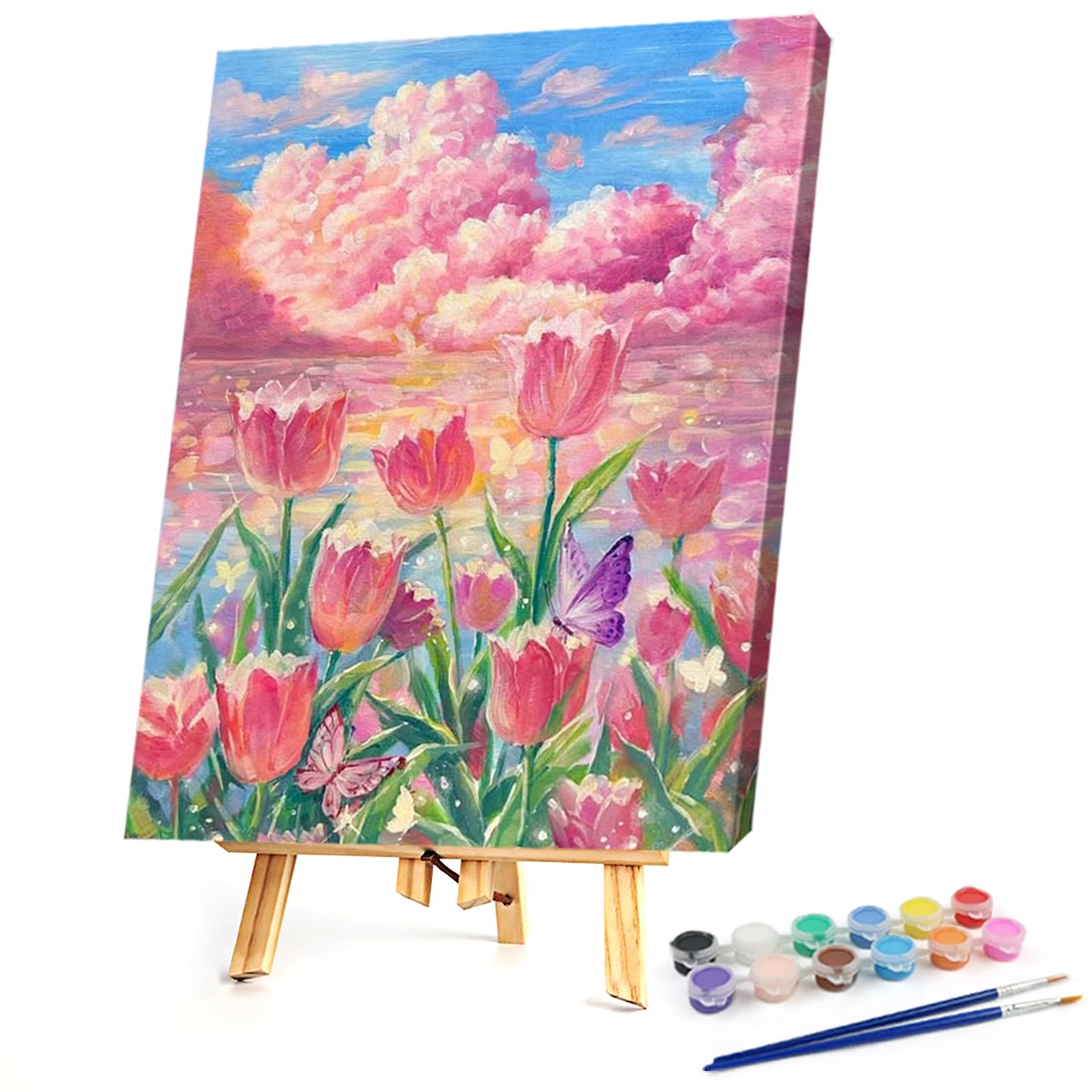 POETRYDRAW DIY Roses Paint by Numbers Kits Drawing Paintwork on Canvas 11.81x15.75inch with Frame Canvas Oil Painting Number Painting for Beginners Adults Gift Home Wall Decor (Roses)