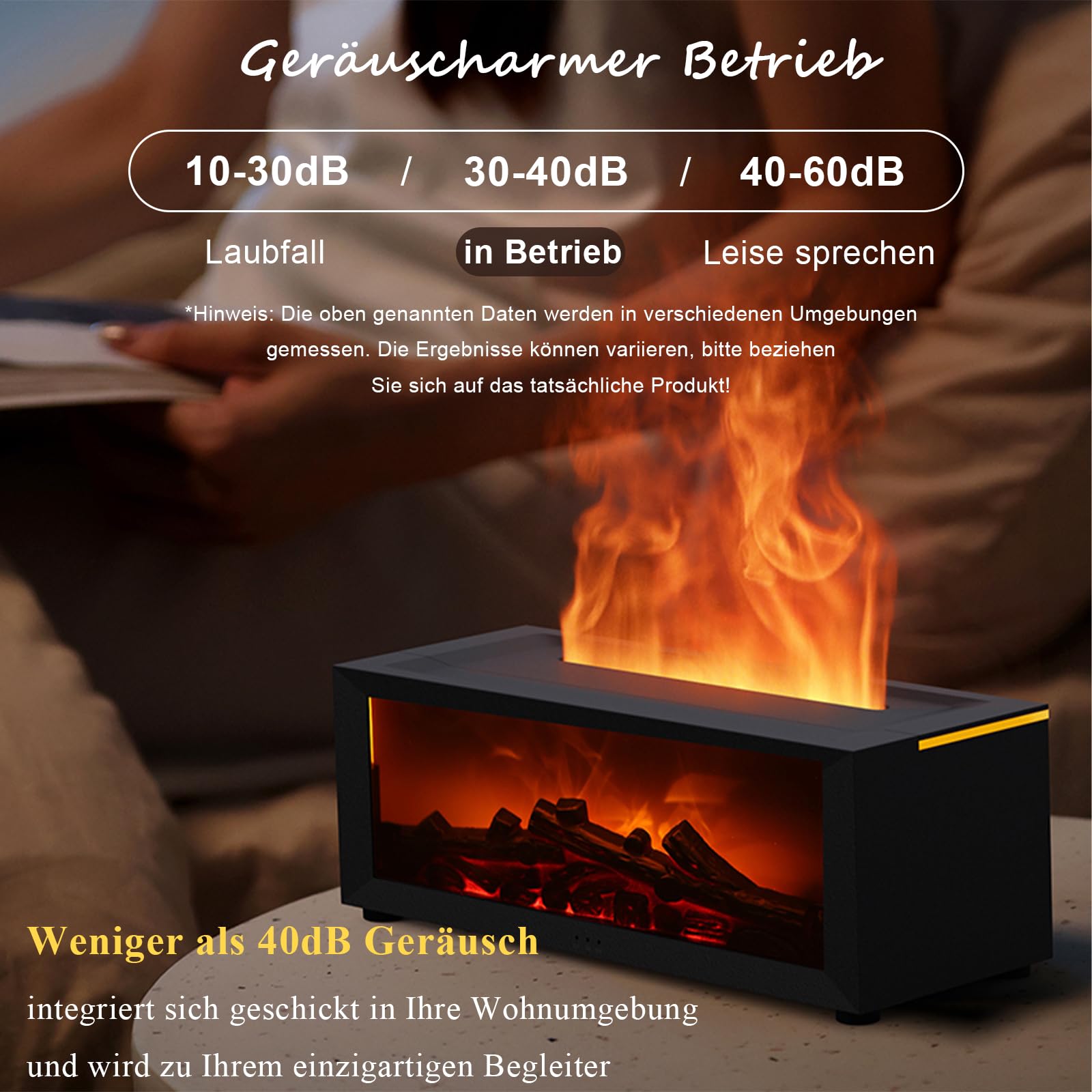 Aroma Diffuser mit LED Kamin, Duftöl Diffusor für Ätherische Öle mit 7-Farben-Licht Flammeneffekt, 150ml Luftbefeuchter mit Fernbedienung, 4 Timer, Wasserlose Abschaltautomatik (Schwarz)
