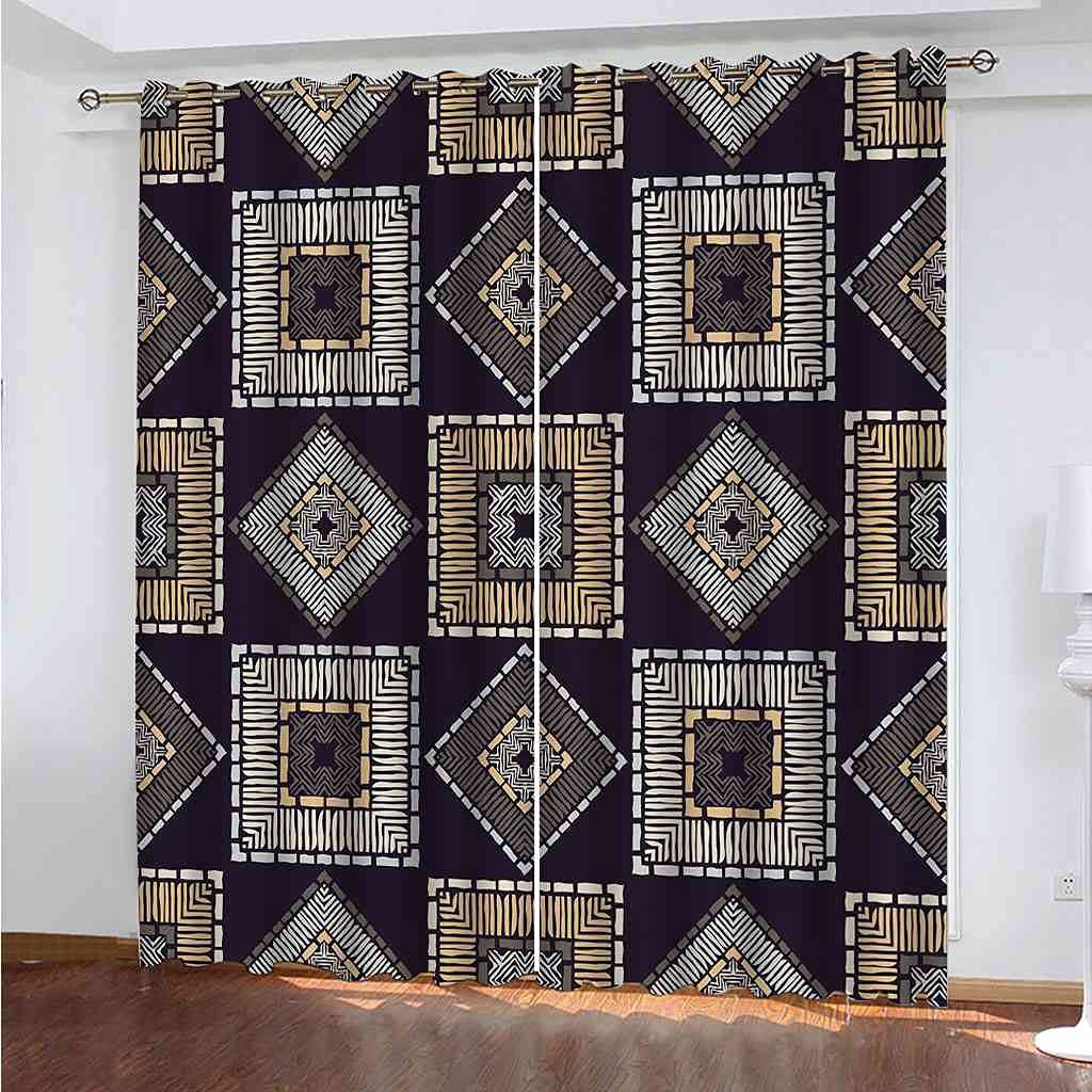 Rideaux de fenêtre pour chambre et salon moderne occultants et isolants au design géométrique
