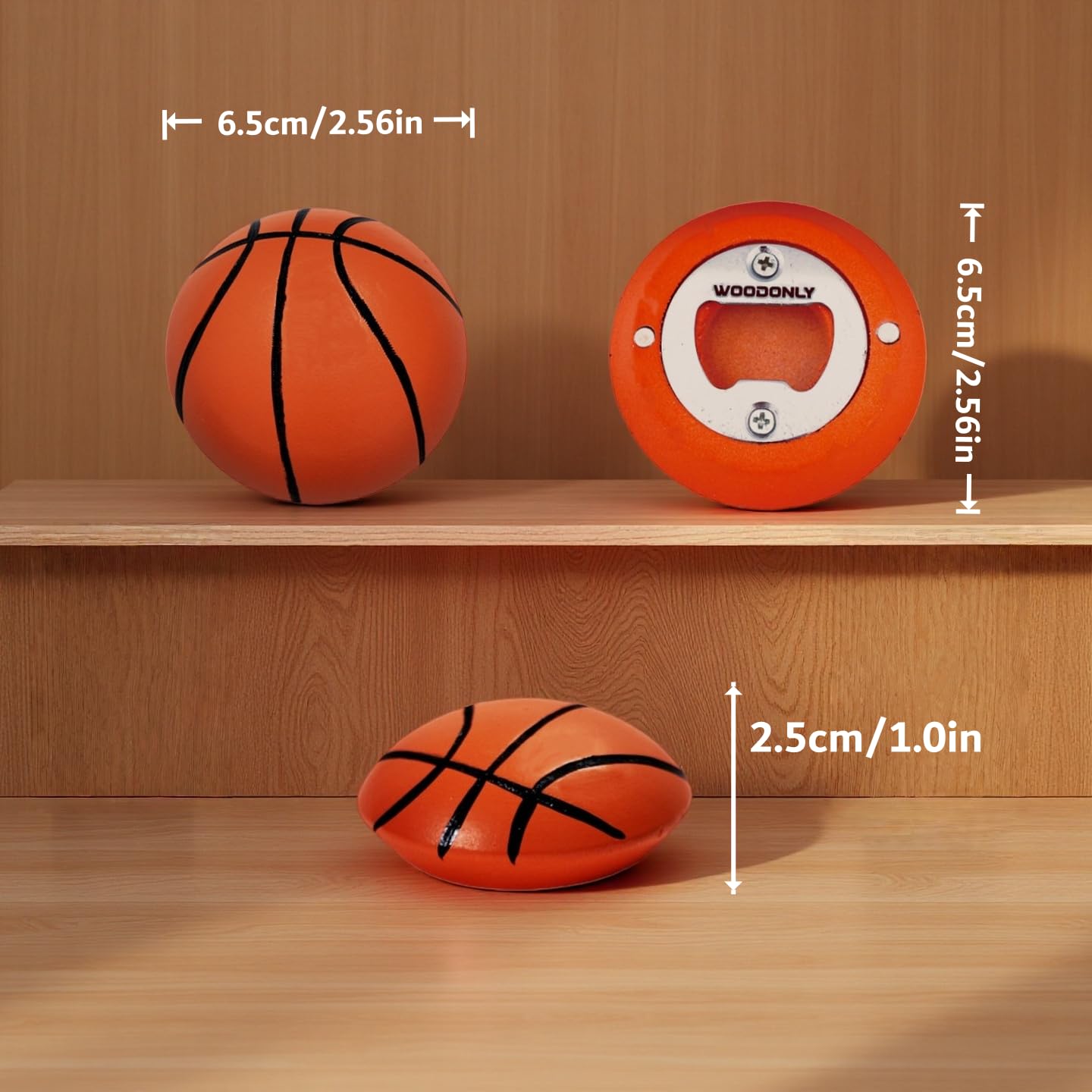 Apribottiglie in Legno a Forma di Palla con Magnete – Regali di Natale, Compleanno per Uomo, Padre, Marito, Fidanzato, Bar di Casa Accessori (Basket)