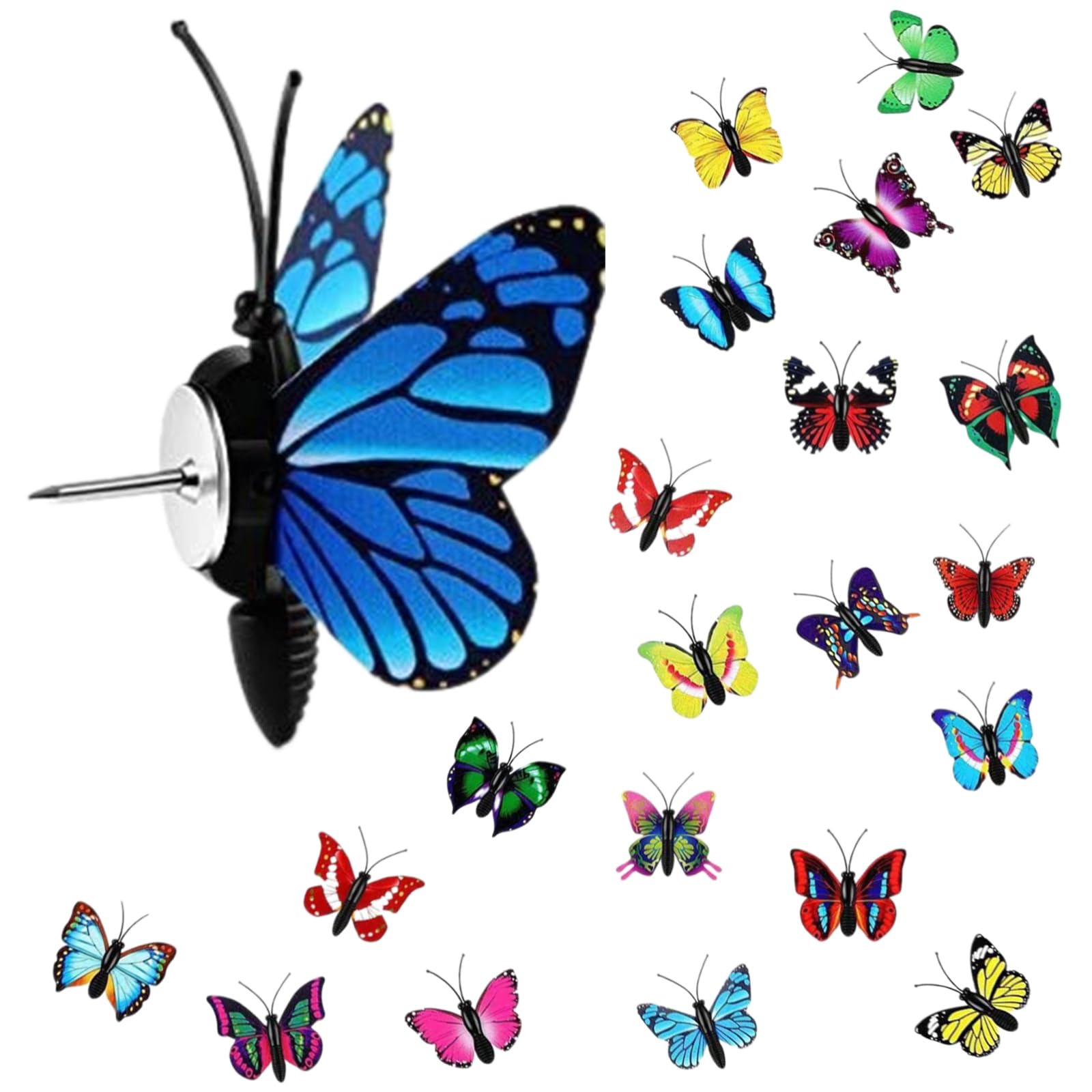 RLMVGBX 30Pcs Butterfly Thumb Tacks, Decorative Push Pins with Storage Box, Multi Color for Cork Board, Bulletin Board and Photo Wall