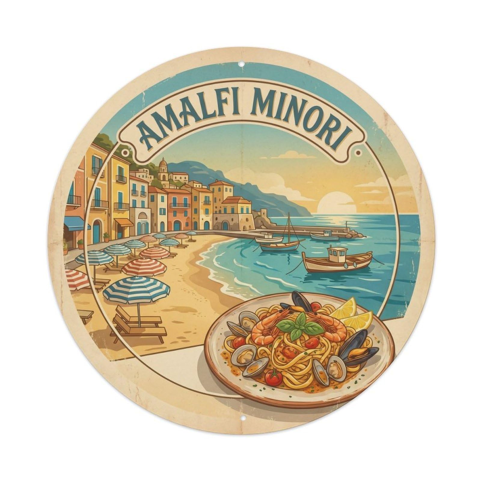 Amalfi Italy Heritage City Travel Minori Vintage Metal Tin Sign