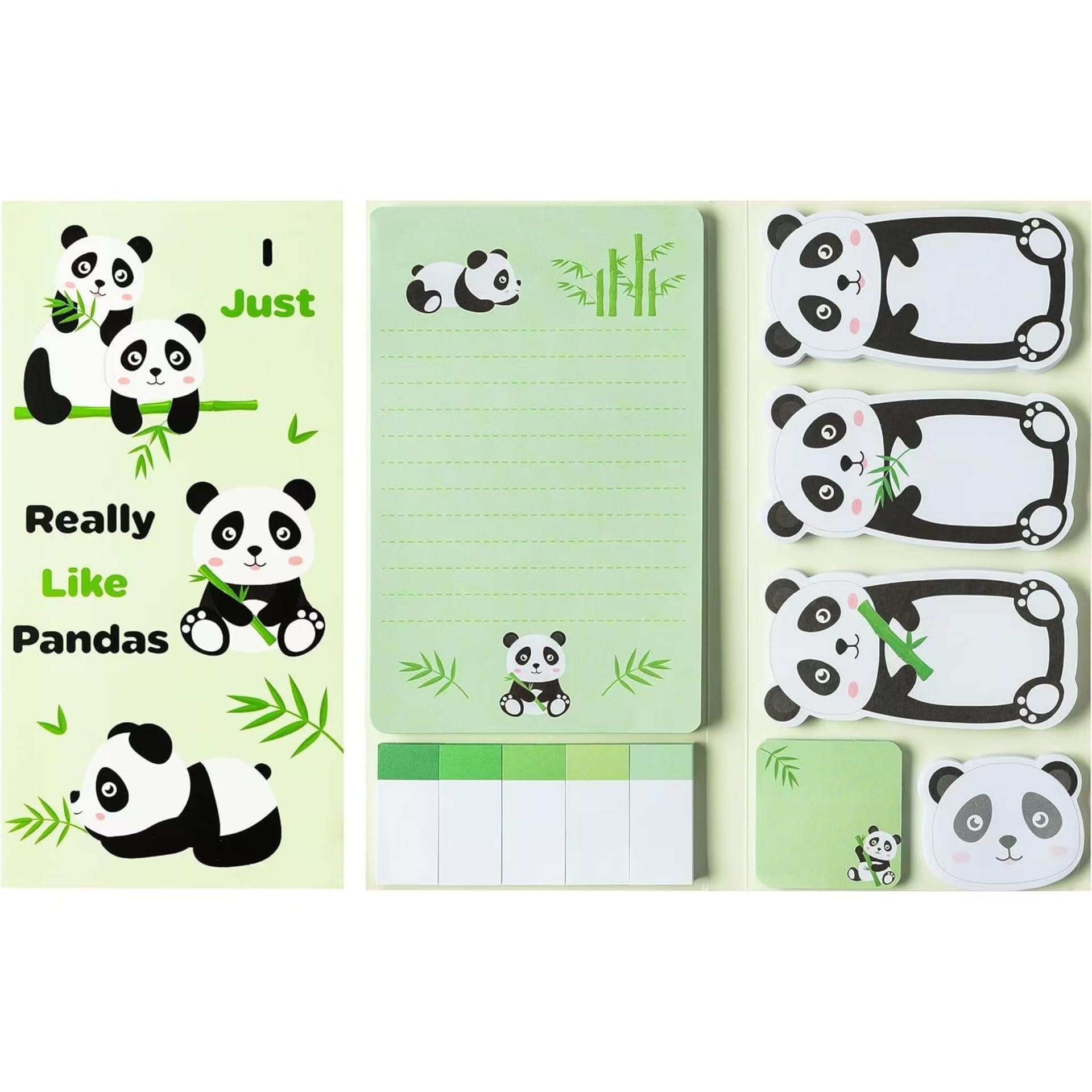 Panda Sticky Notes Set, 550 Sheets,Cute Cartoon Dog Post It Notes with 3 Point Pens, Self-Adhesive Writing Memo Pages Back to School Office Supplies