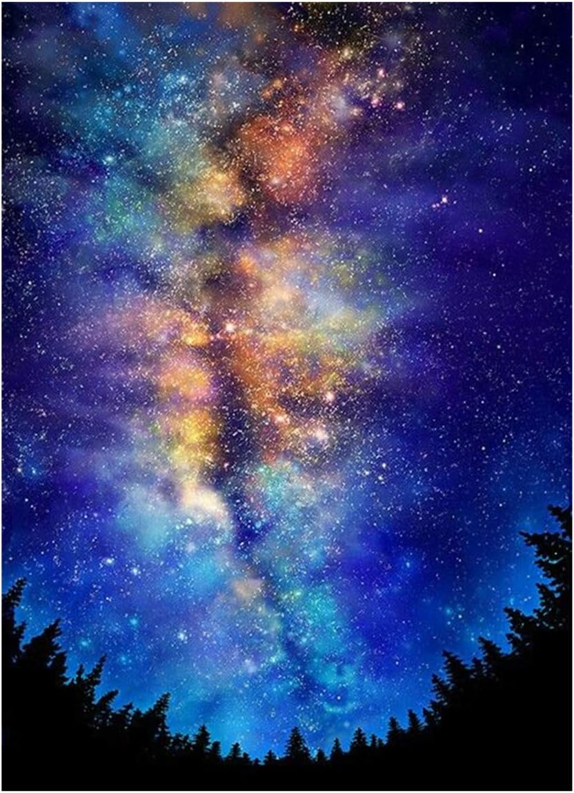 Lxmsja Diamond Painting Kits for Adult Square Full Drill DIY 5D Diamond Rhinestone Embroidery for Home Wall Decor Night Sky 11.8X15.7inch